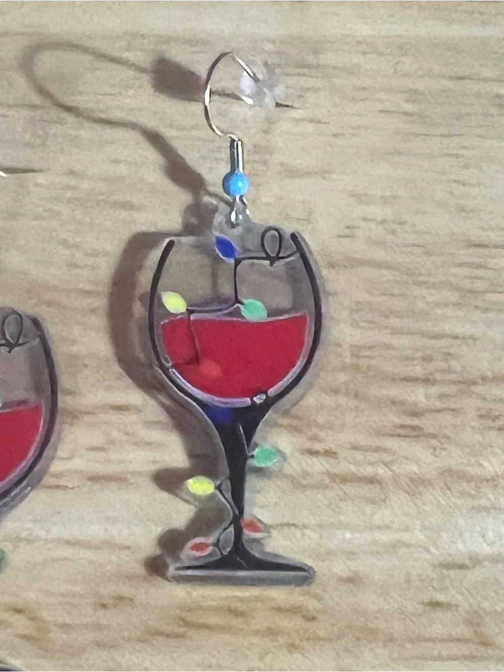Festive Red Wine Glass Earrings - Holiday Party Accessory E136